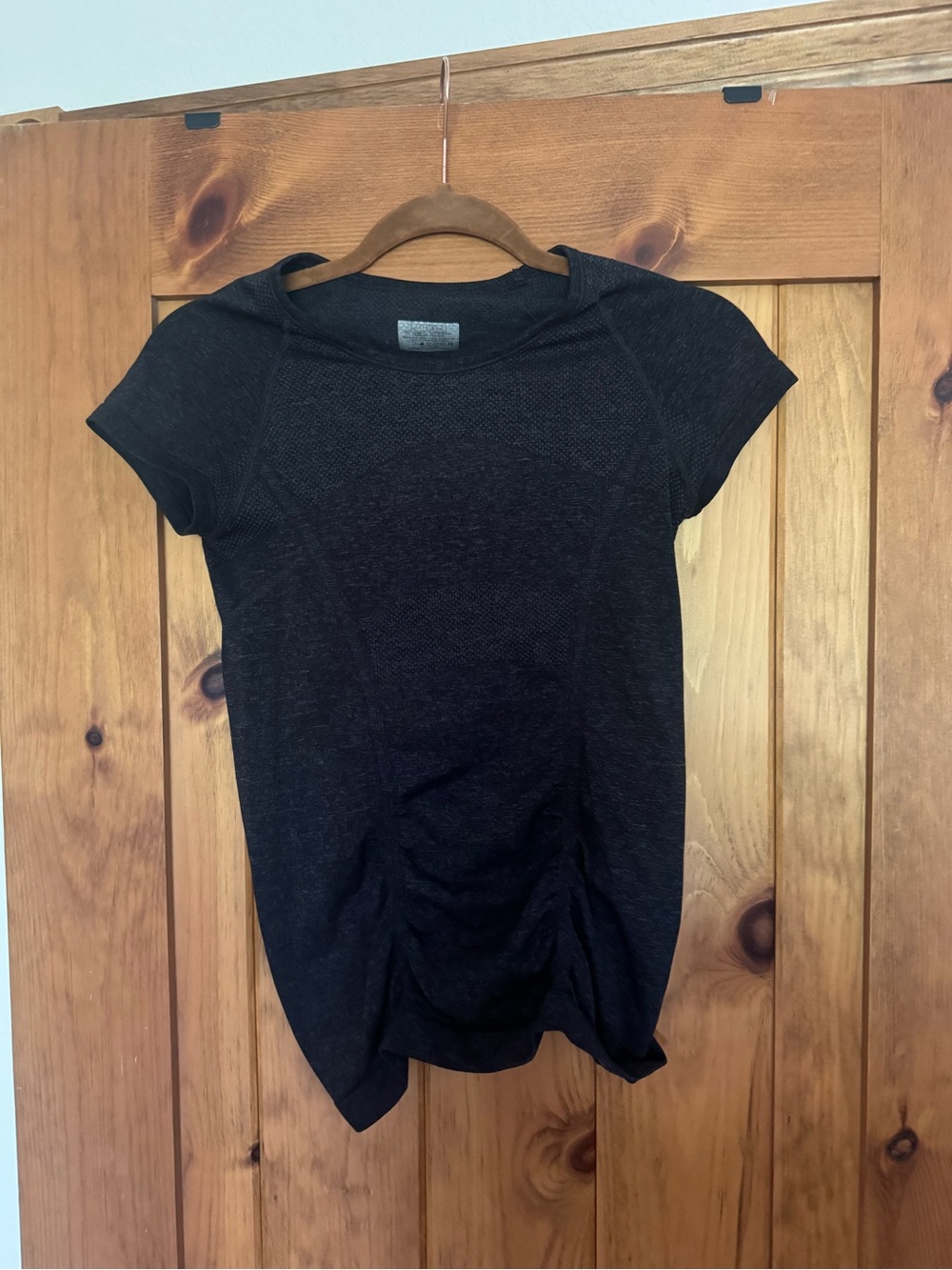Athleta Gray Short-Sleeve Ruched Tee